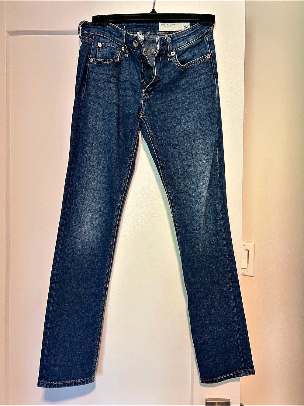 rag & bone Dre Low-Rise Slim Boyfriend Jeans Blue Waist 24
